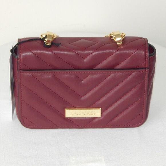 ZAC POSEN SOFT EARTHETTE Pearl Lady Chevron Quilted Chain SHLDR Bag Cabernet NWT - Picture 6 of 11